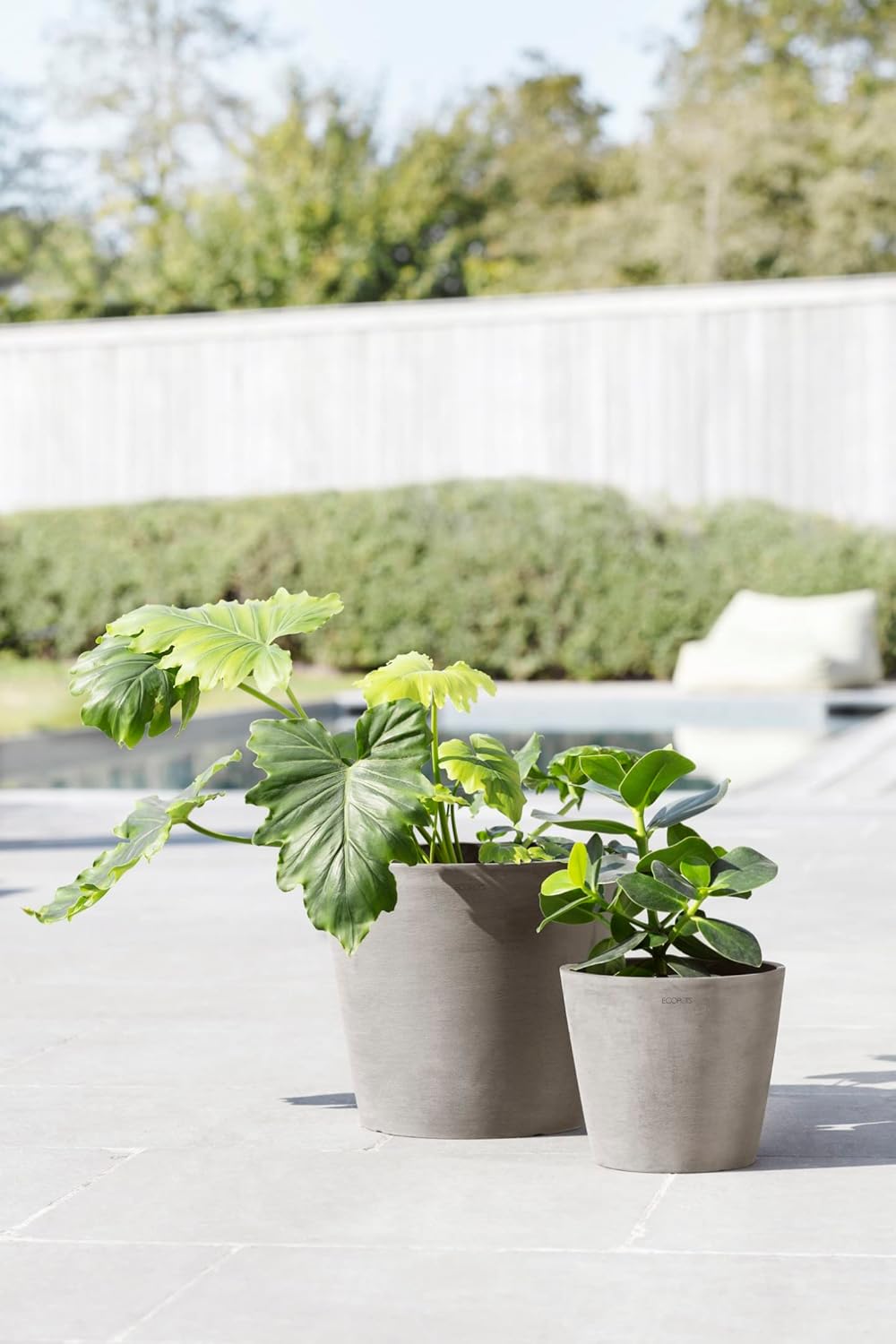 Ecopots Amsterdam Durable Modern Round Indoor/Outdoor Recycled-Based Composite Flower Pot Planter, Taupe, 8"