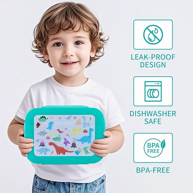 Leak-Proof, 8-Compartment Bento-Style Lunch Box - Ideal Portion Sizes for Ages 6+, Durale, Drop-Proof, Dishwasher Safe, & Made with BPA-Free Materials(Green)