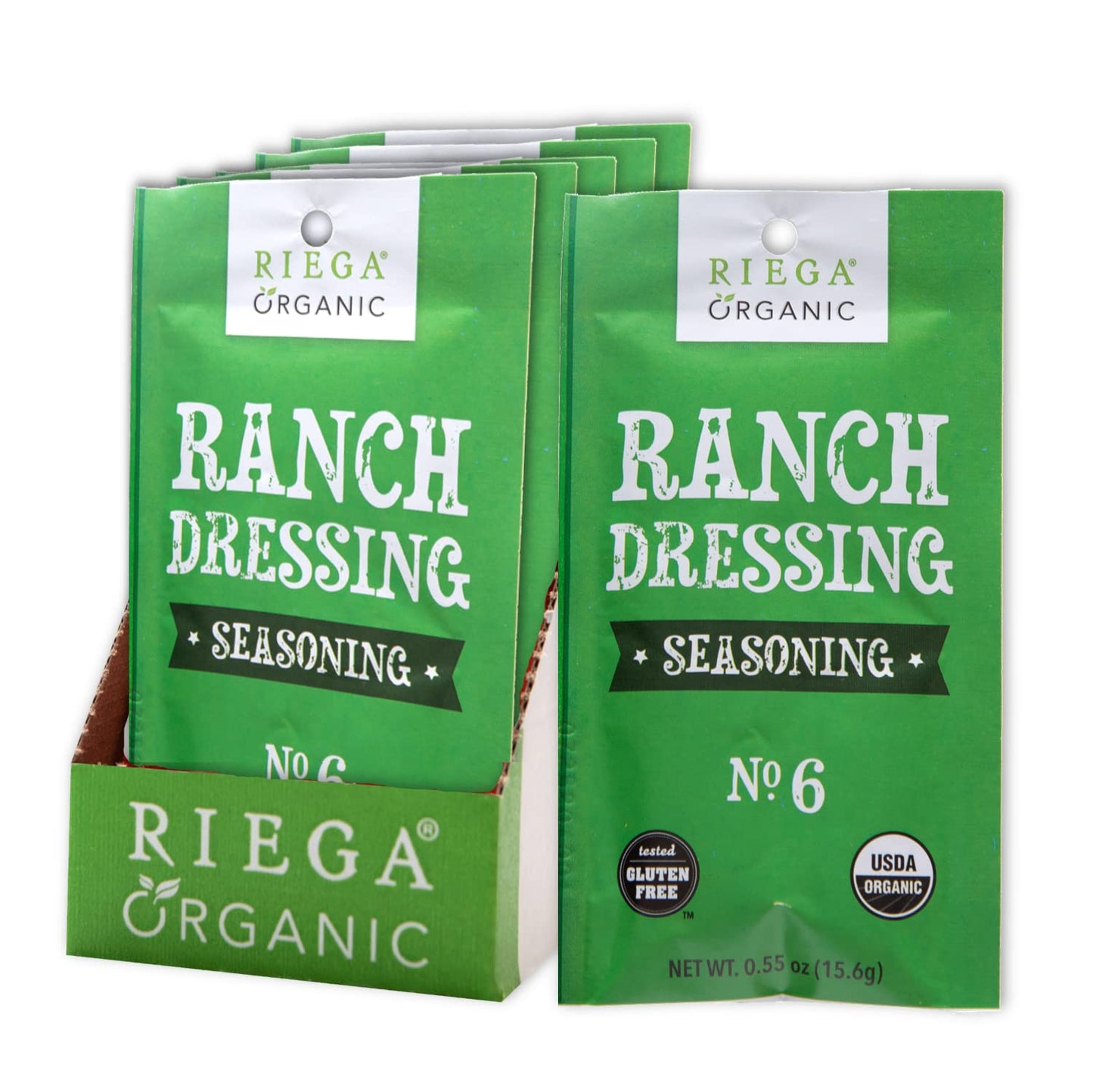 Riega Organic Ranch Dressing Seasoning  Perfect Mix for Ranch Seasoning  Salad Dressing  and Ranch Dip 0.55 Ounce (Pack of 8)