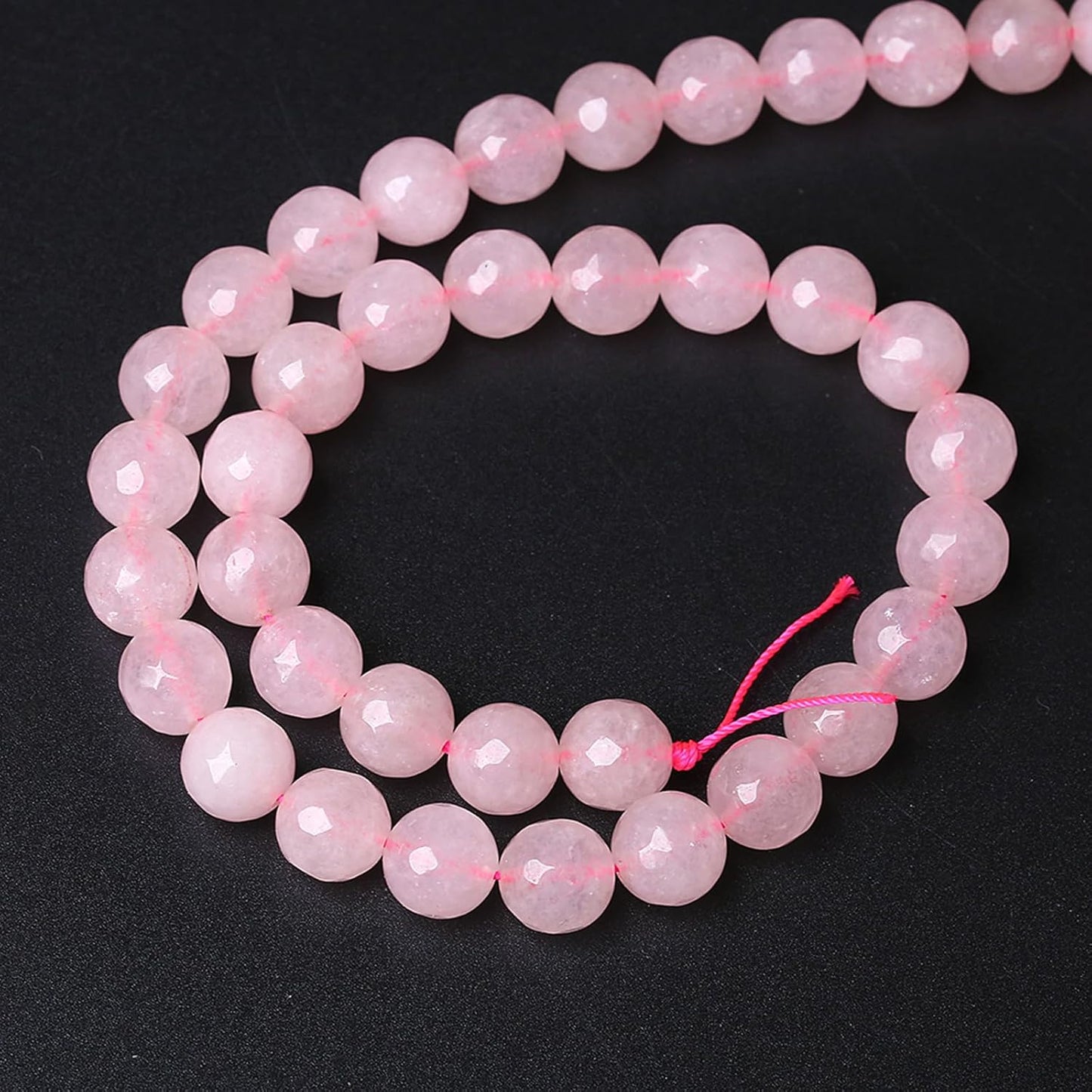 60pcs 6mm Natural Rose Pink Quartz Crystal Faceted Stone Beads for Jewelry Making Energy Healing Power Stone Beads DIY Bracelet Necklace Accessories 15" (6mm, Faceted Rose Quartz)