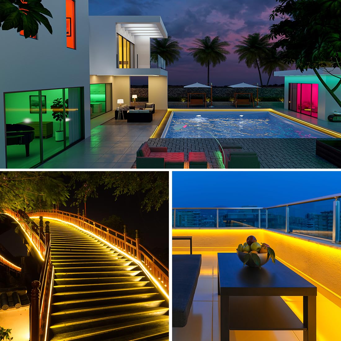 Btf-Lighting Ip68 Waterproof Outdoor Ws2814 Rgbw Ic Led Strip Rgb+Cool White(6000K)Addressable Dream Color 5050Smd Light Dc24V 16.4Ft 60Leds/M 10Pixels/M Can Work Under Water(No Adapter Or Controller)