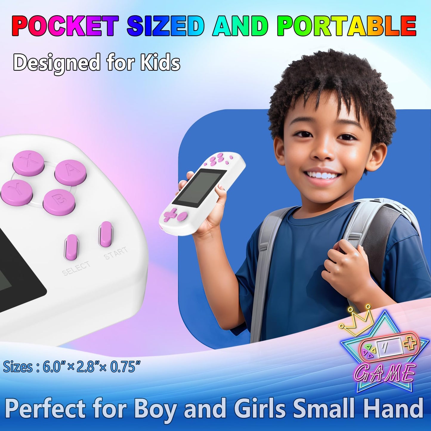 TEBIYOU Handheld Games for Kids Built-in 218 Video Games, Portable Kids Travel Toys for Ages 4-13 with Rechargeable Battery 3.0" HD Screen, Mini Gaming Player Birthday Gifts for Boys Girls (White)