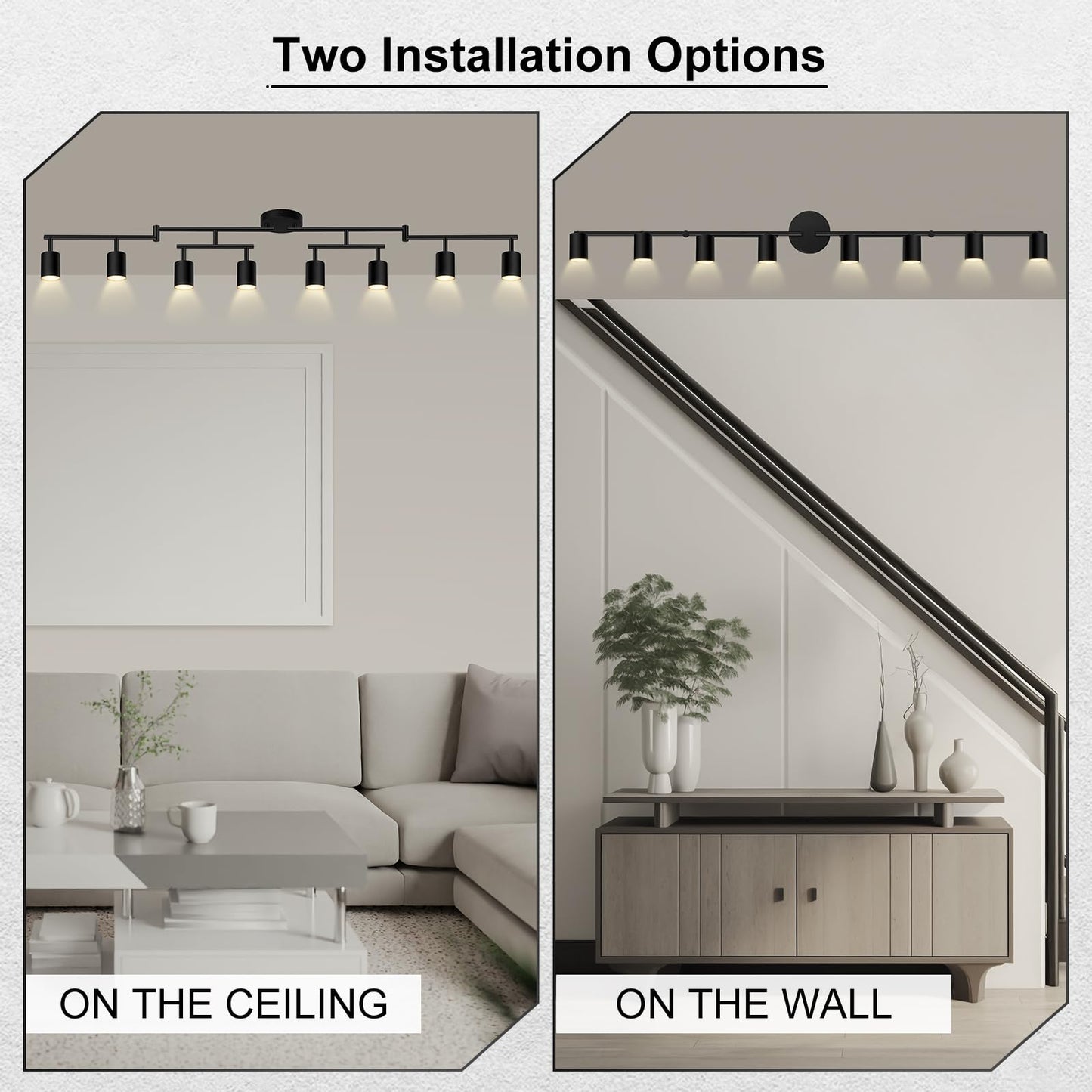 Auquee 8 Light Track Lighting Fixtures Ceiling  Matte Black Kichen Track Lighting Fixtures  Rotatable Light Heads  Adjustable Modern Led Track Lights For Kitchen/Hallway  No Gu10 Bulb