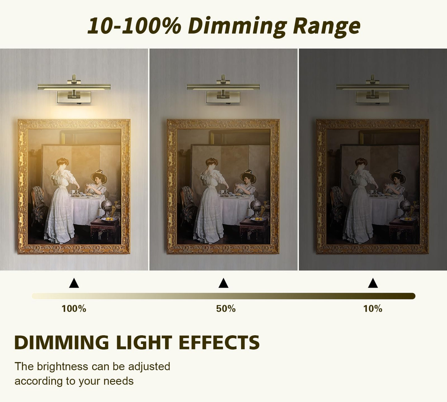 DESOOP Wireless Picture Light, 12 Inch, Rechargeable, Remote, Timer, Antique Bronze, Acrylic, Model 7115