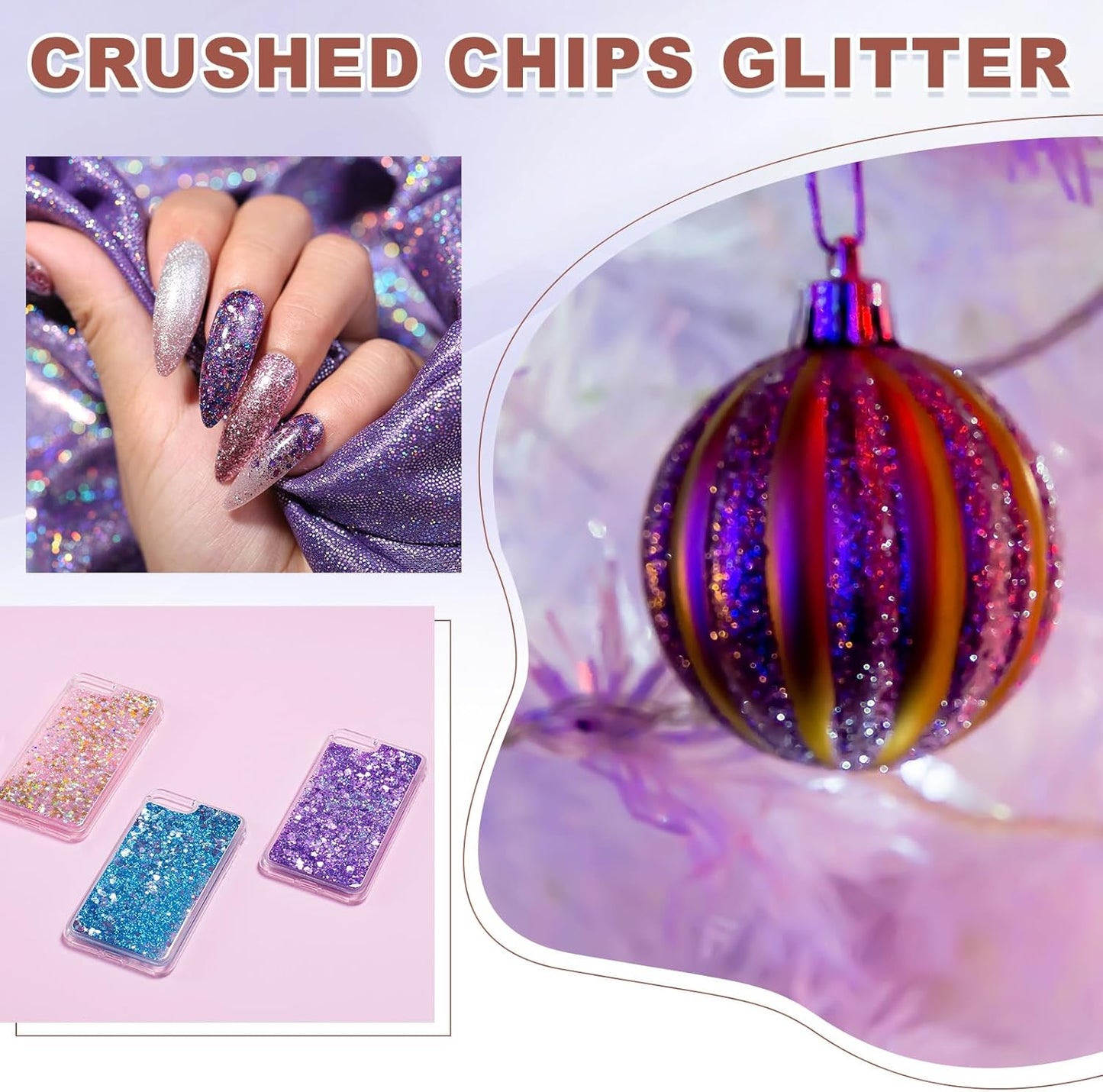 uxcell 6 Colors Crushed Glass Chips, 1-3mm Irregular Glitter Metallic Glass Broken Glasses Pieces with Laser Bag for Craft DIY Vase Epoxy Halloween Decoration 33g, Gold Color Series