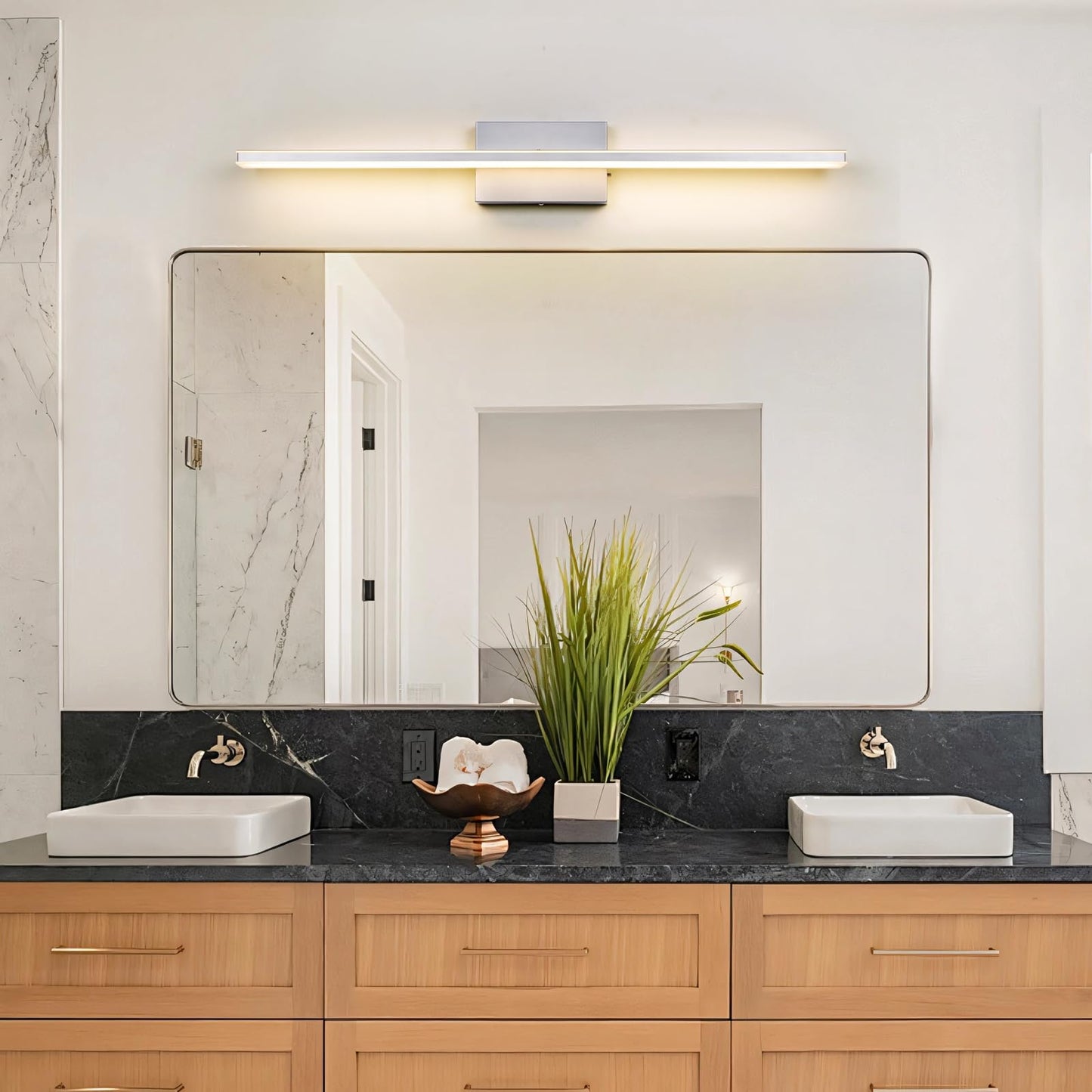 BRIVOLART LED Vanity Light - 24W, 5CCT Dimmable, 31.5 Inch, Brushed Nickel, Model 6420