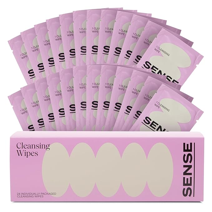 Sense Cleansing Wipes (24 Pack) Individually Wrapped pH Balance Wipes for Women - Made in the USA, Flushable Wipe, On-The-Go Before and After Freshness Intimate Wipe