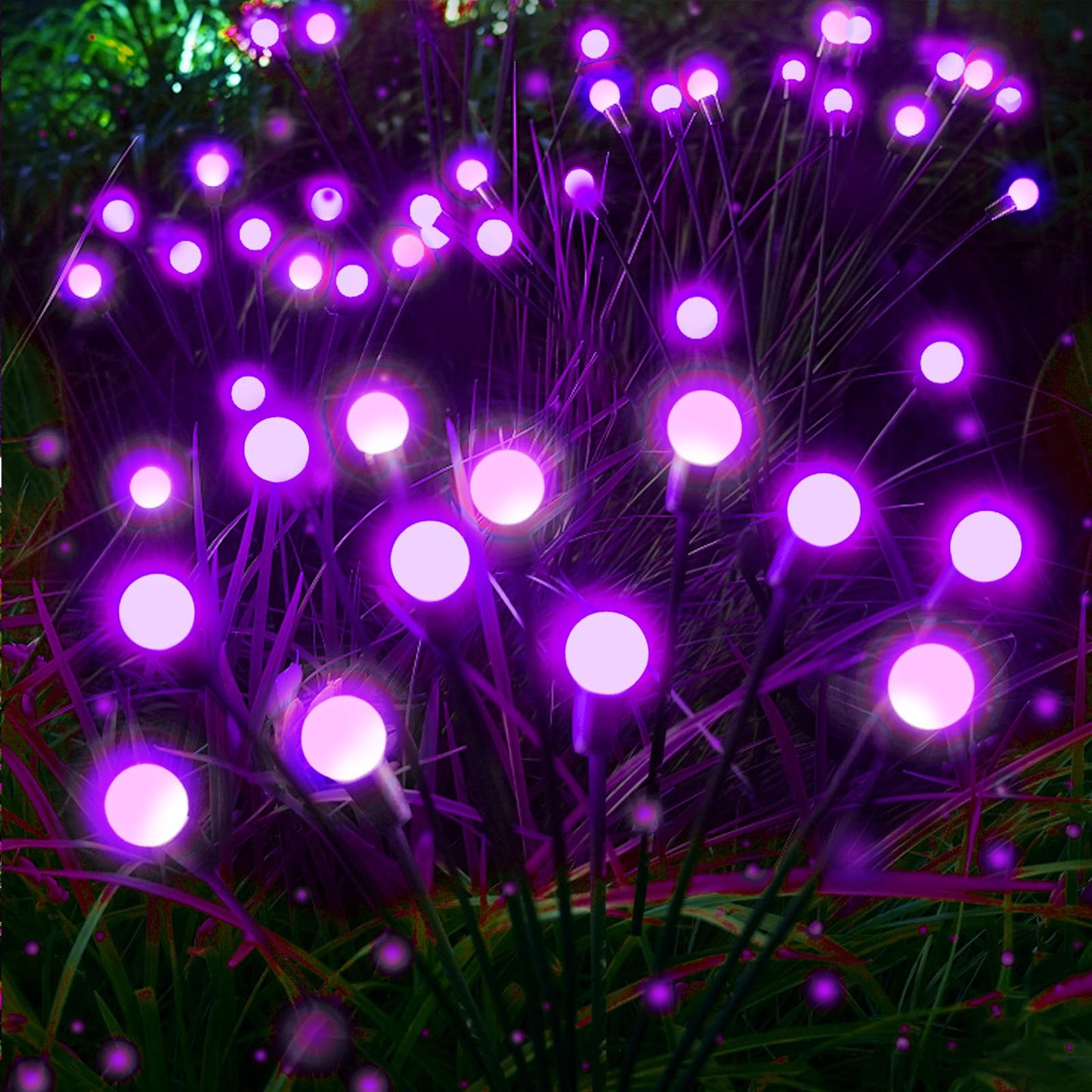Albelt Halloween Decorations Outdoor  6 Pack Solar Firefly Lights Outdoor  48 Led Solar Halloween Lights  Waterproof Swaying Garden Light (Sway By Wind) For Outside Yard Pathway Decor (Purple)