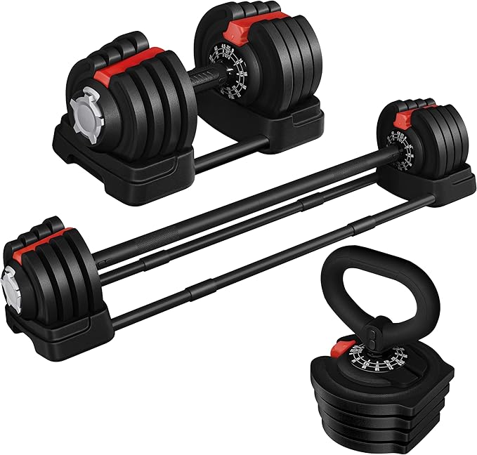 Yaheetech Adjustable Dumbbell Set Free Weight Dumbbells 40lbs/52.5lbs/90lbs Fast Adjust Dumbbells Dumbbell Weight Set, wit...