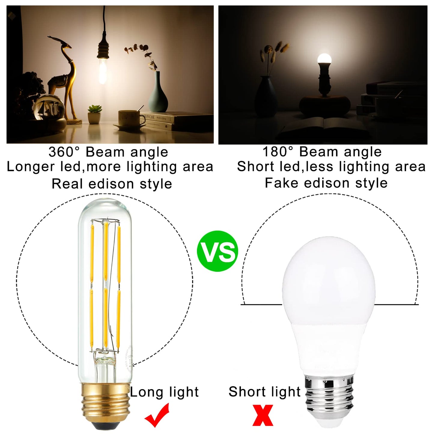 Litehistory 6W Led Tubular Light Bulb, 4000K Neutral White, E26 Edison Bulb, Pack Of 6, Glass For Pendant, Chandeliers, Wall Sconces