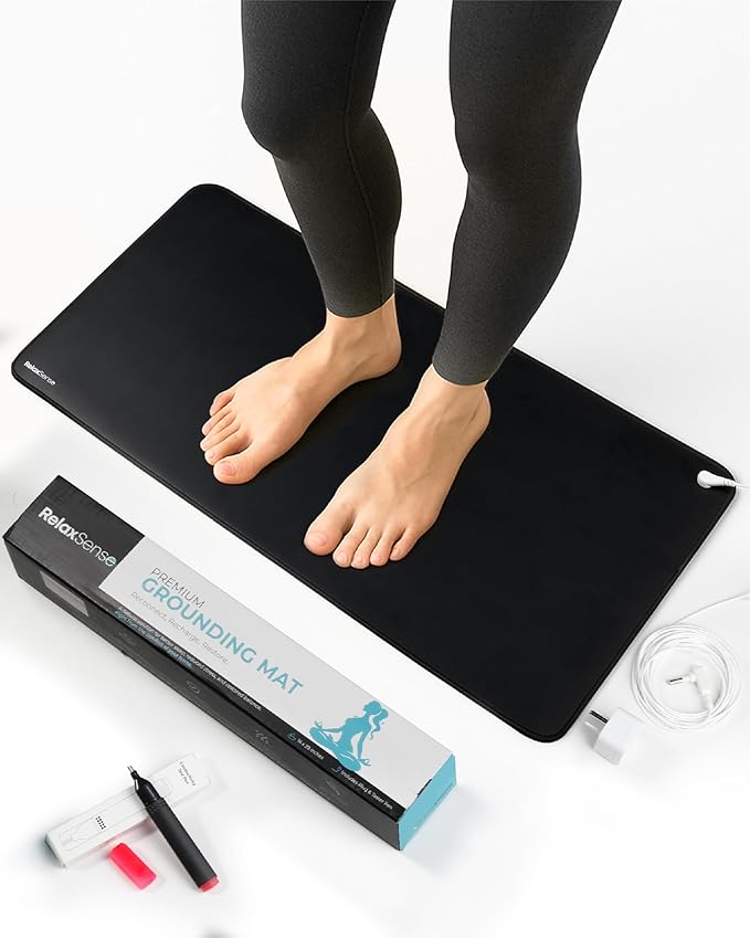 RelaxSense Grounding Mat for Feet - Foldable Earthing Well Mats with Tester Pen & Cord - Lightweight Earthing Mat Groundin...