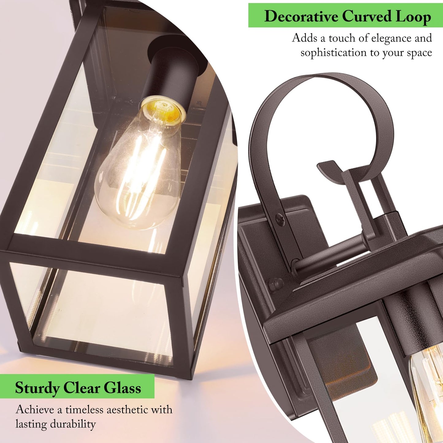 Beslowe 2-Pack Outdoor Wall Light Fixtures  15  Exterior Lighting Fixtures Wall Mount  Waterproof Porch Lights Outdoor Wall Sconces Lanterns  Modern Outside Lights For House Front Door Garage  Brown