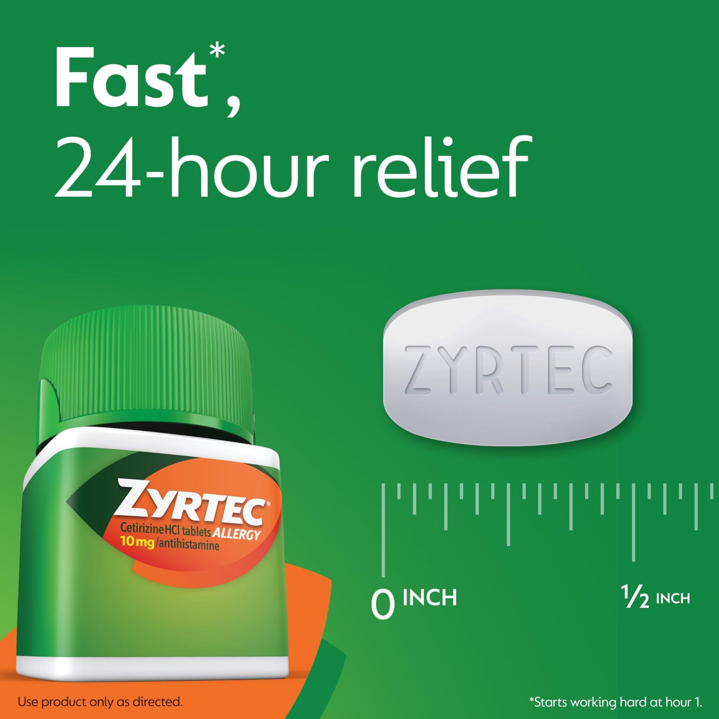 Zyrtec 24 Hour Allergy Medicine Tablets, Indoor & Outdoor Allergy Pills, Non Drowsy Antihistamine, 10 mg Cetirizine HCI, Relief from Runny Nose, Sneezing, Itchy & Watery Eyes, 75 ct