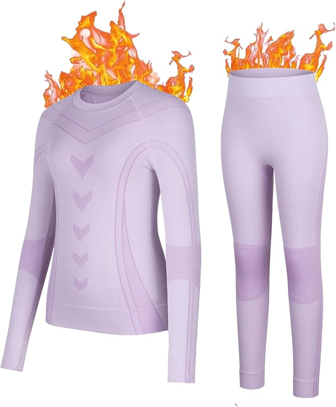 beautyin Thermal Underwear for Kids Athletic Thermals Top and Bottom Set Boys Girls Long Johns Set Winter Base Layer