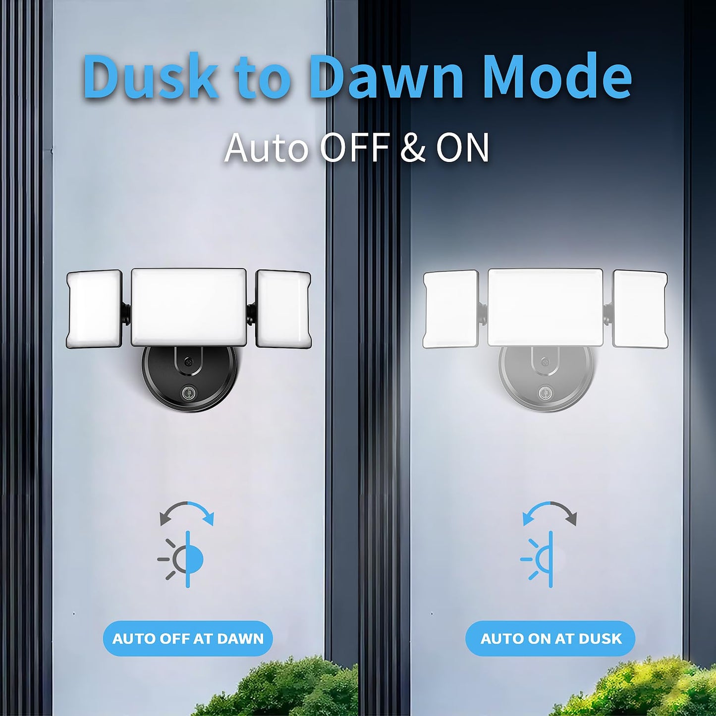 Olafus 60W Flood Light, IP65 Waterproof, 6000LM, Dusk to Dawn Outdoor Lighting, Black, Model BDB50D-3