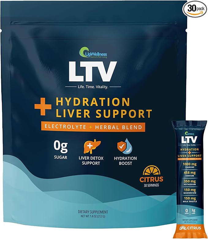 UpWellness LTV Liver Hydration Packets - Electrolytes Powder Packets for Instant Hydration - Physician-Formulated for Whol...