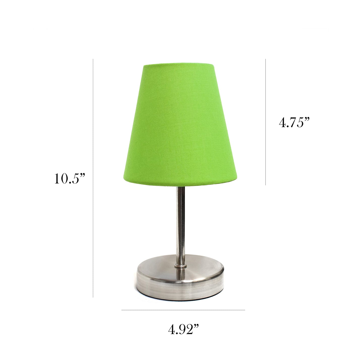 Simple Designs Lt2013-Grn Mini Table Lamp, Green Fabric Shade, Metal, Pack Of 1