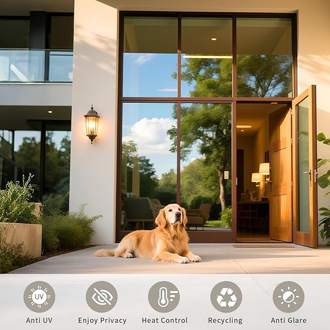 Filmgoo Window Privacy Film One Way Daytime Mirror Tint Treatments UV Heat Control Vinyl Stickers Sun Block Glass Paper Door Covering Reflective 23.6 Inch x 32.8 Feet Black Silver