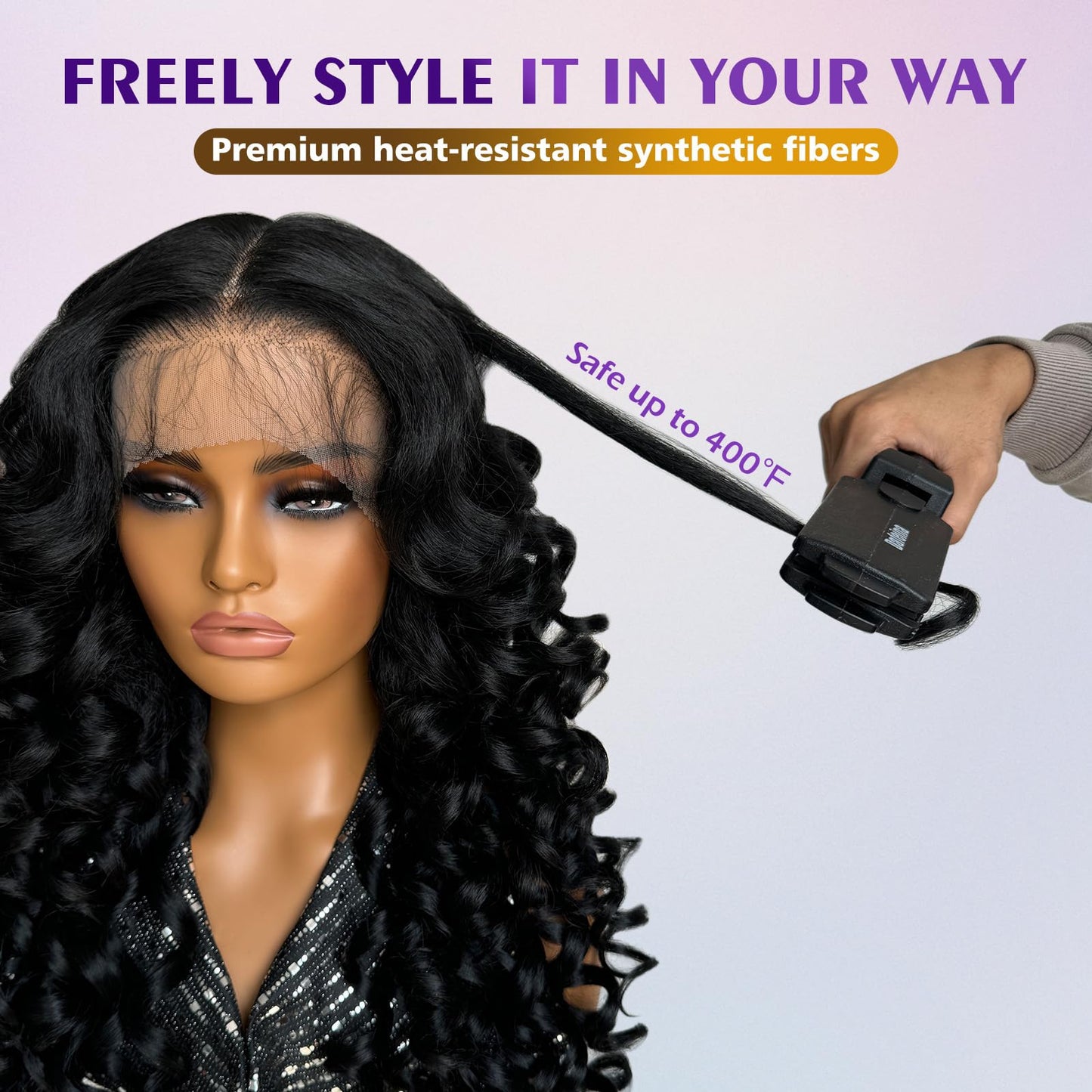 Felek Chocolate Brown Lace Front Wig Synthetic 13x6 Loose Wave HD Transparent Lace Frontal Wigs Pre Plucked Wear and Go Glueless