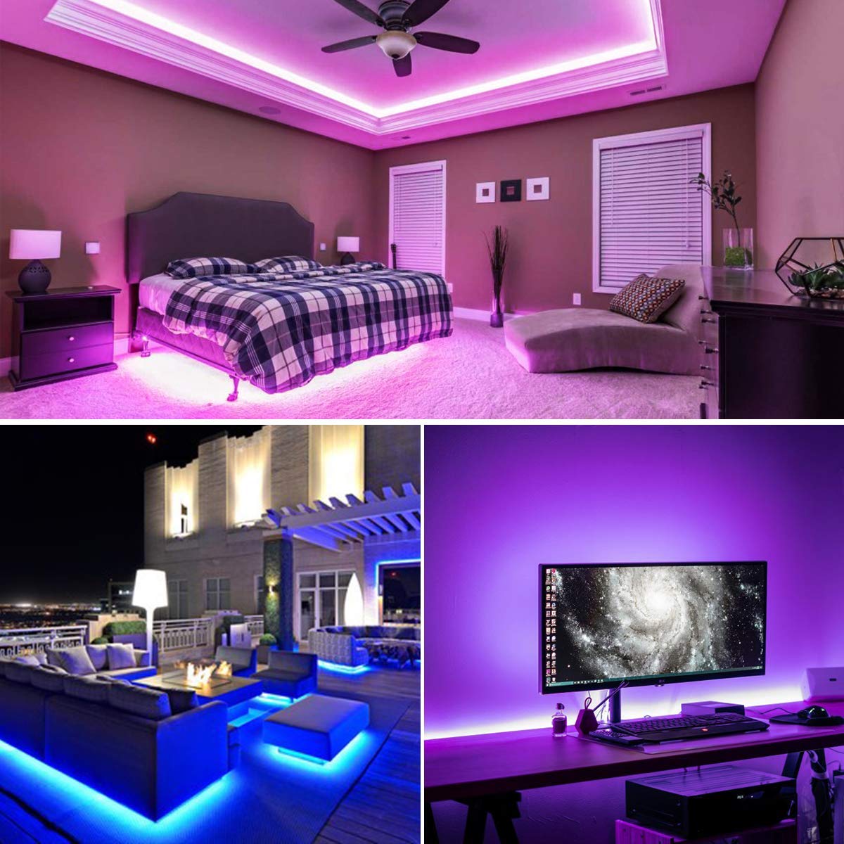 Baoyuteda Battery Powered LED Strip Lights, 5050 RGB, 2M/6.6FT, 60 LEDs, Flexible Color Changing, White