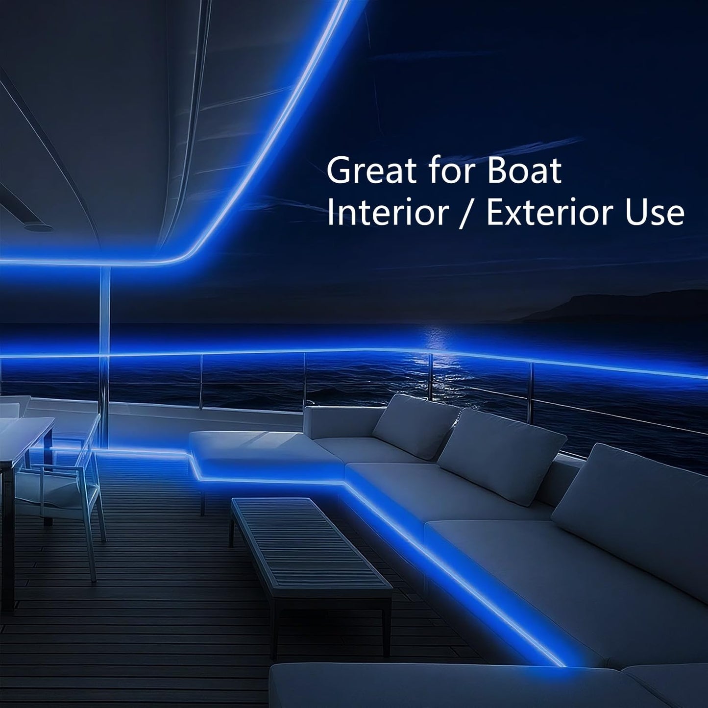 Vbakor Pontoon Boat Led Strip Lights  12V 32.8Ft Blue Waterproof Marine Led Light Boat Interior Light  Boats Deck Hull  nel Lighting  Night Fishing Lights For Bass  Jon  No Battery