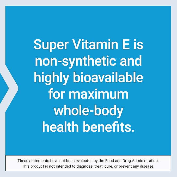 Life Extension Super Vitamin E 268 mg Non-Synthetic for Whole-Body Health, Gluten Free, Non-GMO, 90 Count