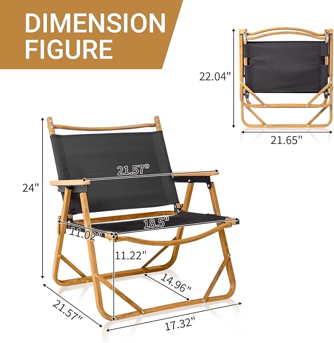 Outvita Portable Folding Camping Chair, 4pcs Ultralight Low Beach Chair, Durable Aluminum Frame Armchairs for Hiking Concert Fishing Picnic, Supports 229Lbs
