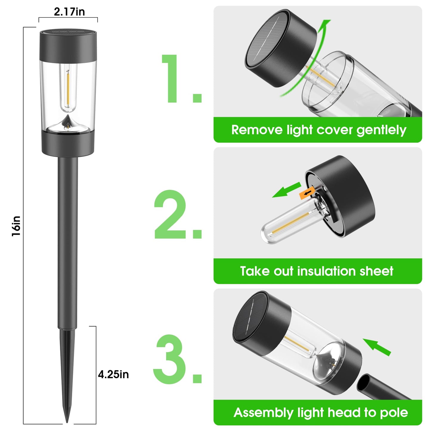 Eyrosa Solar Lights Outdoor  12 Pack Waterproof Solar Landscape Lighting For Pathway Garden Yard Path Walkway Driveway Lawn Patio Outside Decor  Cool White