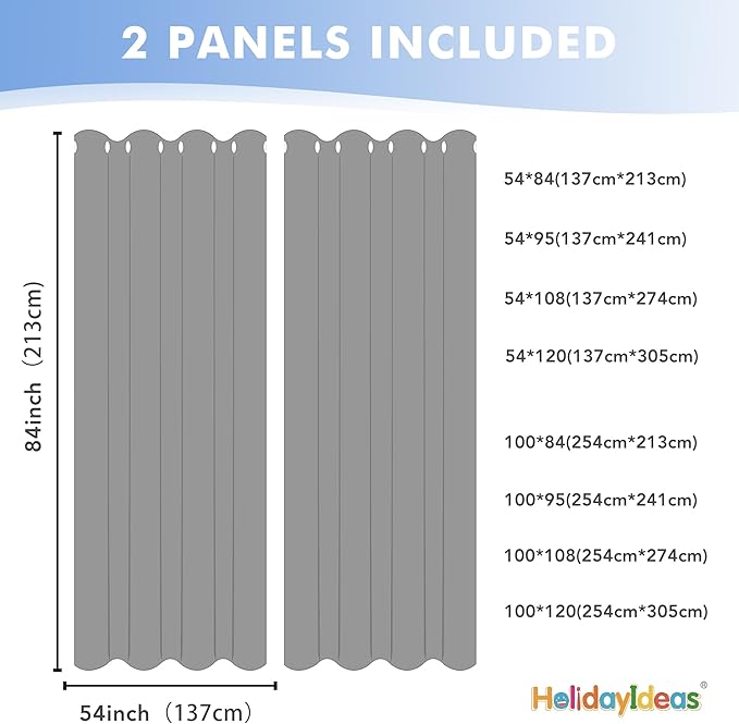 HolidayIdeas Outdoor Sheer Curtains for Patio Waterproof, 2 Panels - 54 x 120 Inch - Grey Light Filtering Voile Outside Curtains Grommet Drapes for Front Porch, Gazebo, Pergola, Backyard