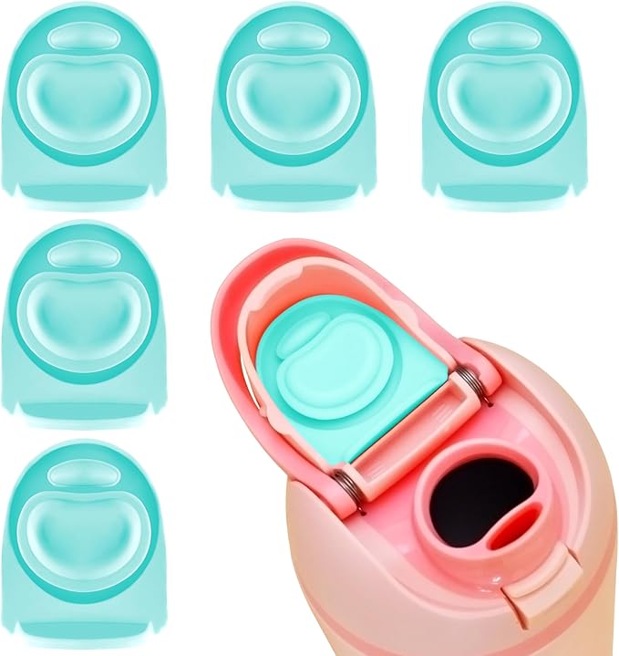 5PCS Replacement Stopper Compatible with Owala FreeSip 19/24/32/40oz, Silicone Anti-Spill Water Bottle Top Lid Replacement Parts, BPA-Free Seal Bottle Cap Mouth Stopper Gasket (Blue)