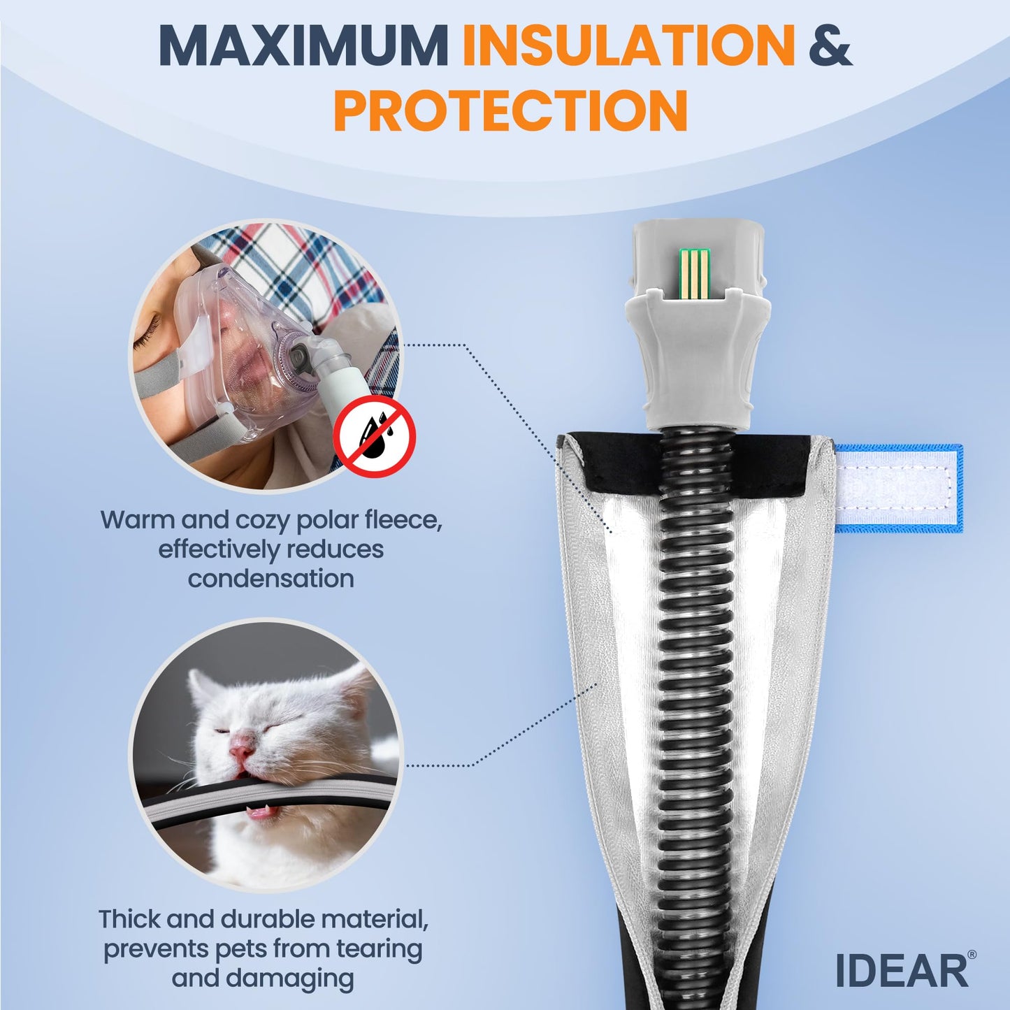 Climate Series 10 Tubing - IDEAR CPAP Hose Compatible with Airsense 10, Comes with Full-Length Zipper Fleece CPAP Hose Cover - Not for S11