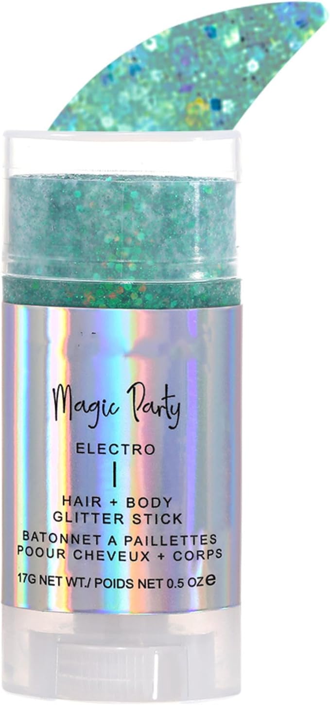 MAEPEOR Body Glitter Stick 6 Colors Holographic Mermaid Sequins Chunky Face Glitter Stick Singer Concerts or Music Festival Rave Body Makeup (Color 04)