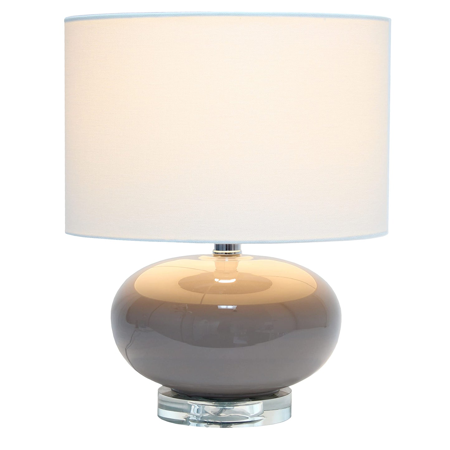 Elegant Designs LT1127-GRY Ceramic Table Lamp - 15.25in Modern Gray with White Fabric Shade