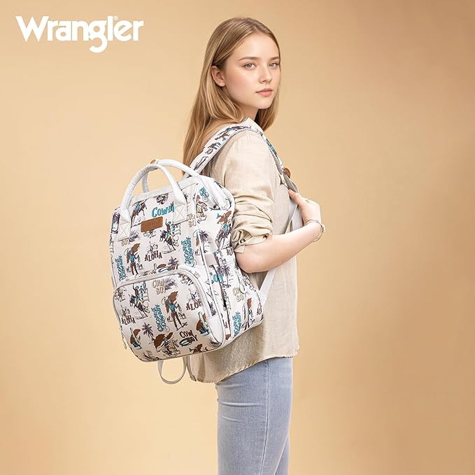 Montana West Wrangler Callie Diaper Bag Backpack with Stroller Straps Western Pattern Multifunction Baby Travel Bag WG2204-91102BG
