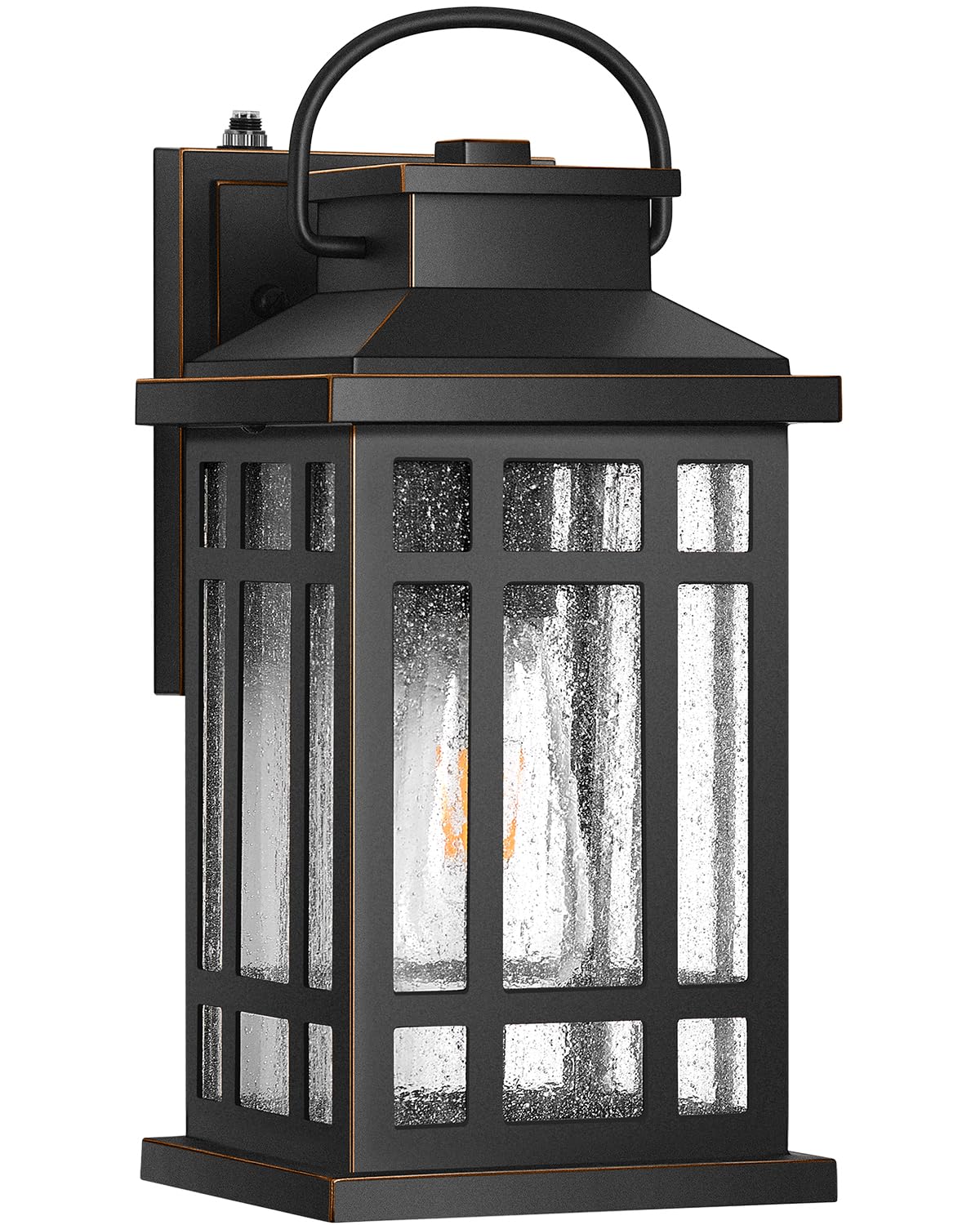 Opaxis Exterior Lighting Fixtures  Black Porch Lights Outdoor With Gold Trim  Dusk To Dawn Porch Light With Seeded Glass  Aluminum Anti-Rust Waterproof Outdoor Wall Lantern For Houae  Garage  Doorway