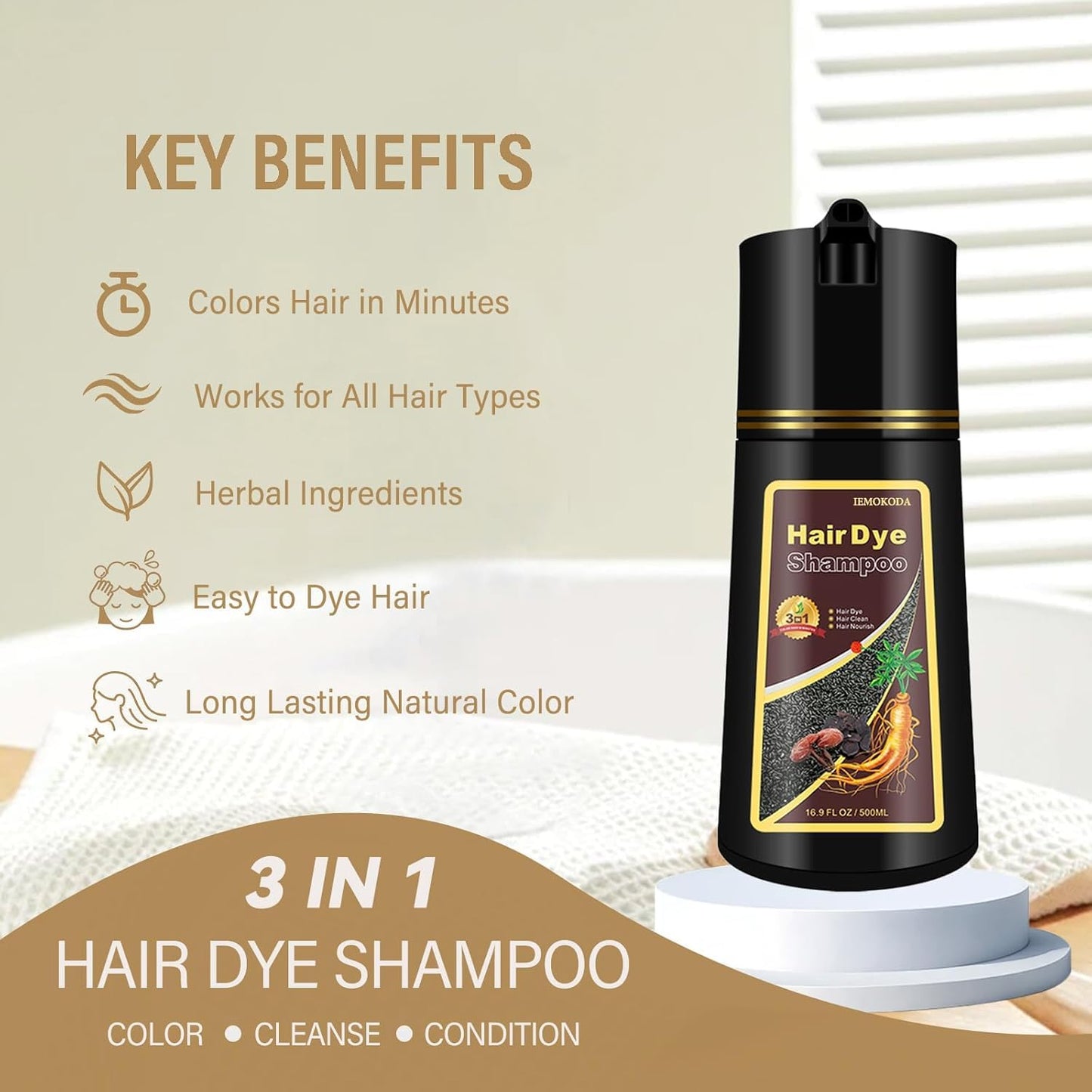 Fvquhvo Red Hair Dye Shampoo, Hair Color Shampoo for Women Men, Long Lasting Red Hair Dye, Covers Gray Hair in Minutes, Dark Bur