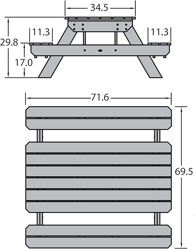 highwood Hometown Picnic Table, 6 Foot, Harbor Gray