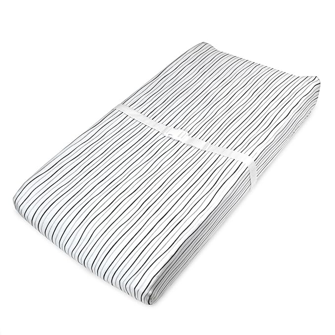 American Baby Company 2 Pack Printed 100% Cotton Knit Fitted Contoured Changing Table Pad Cover - Compatible with Mika Micky Bassinet, Silver Black Arrow/Stripe, for Boys and Girls