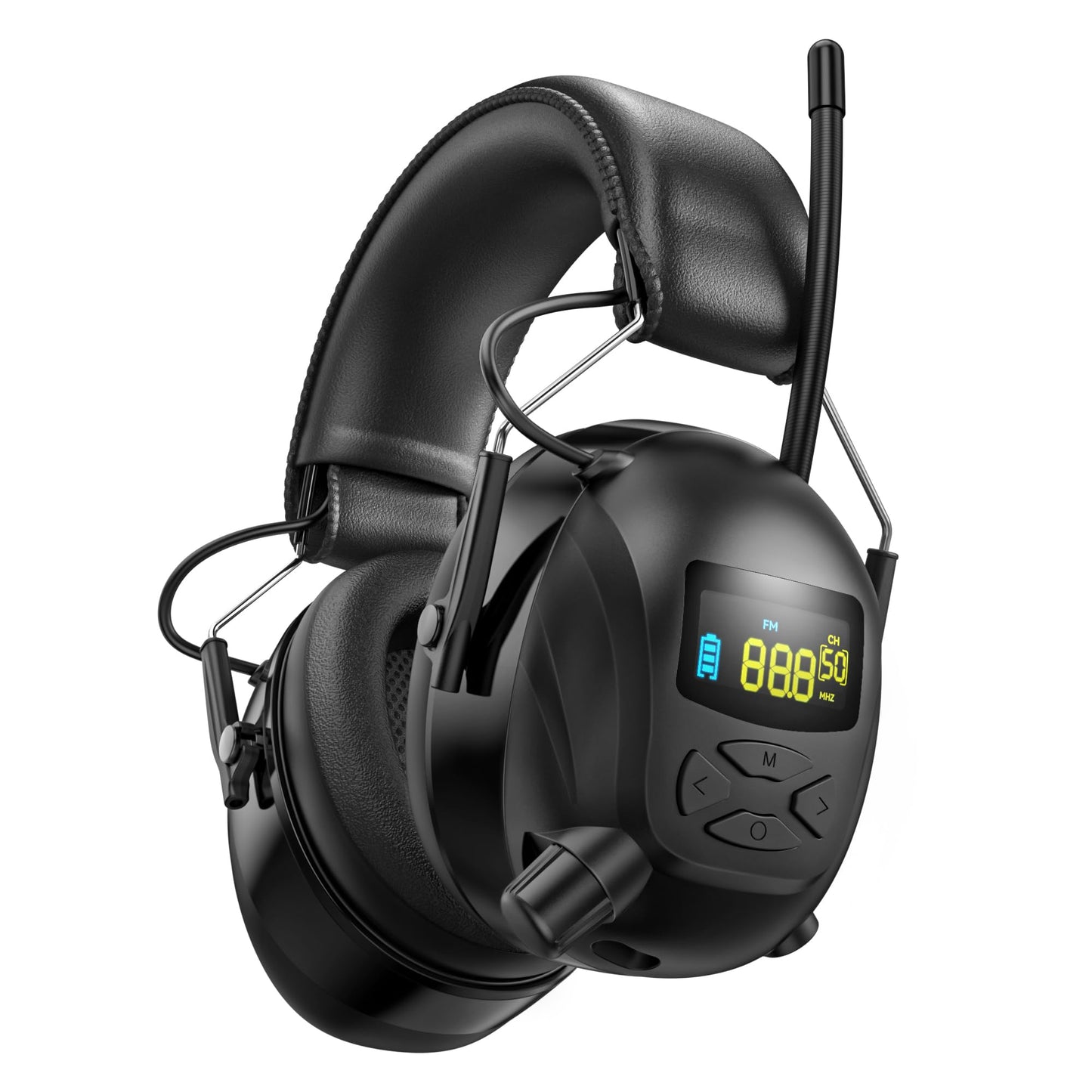 Kalence Bluetooth AM/FM Radio Headphones+Bluetooth 5.4 Hearing Protection Headphones, Black+Black