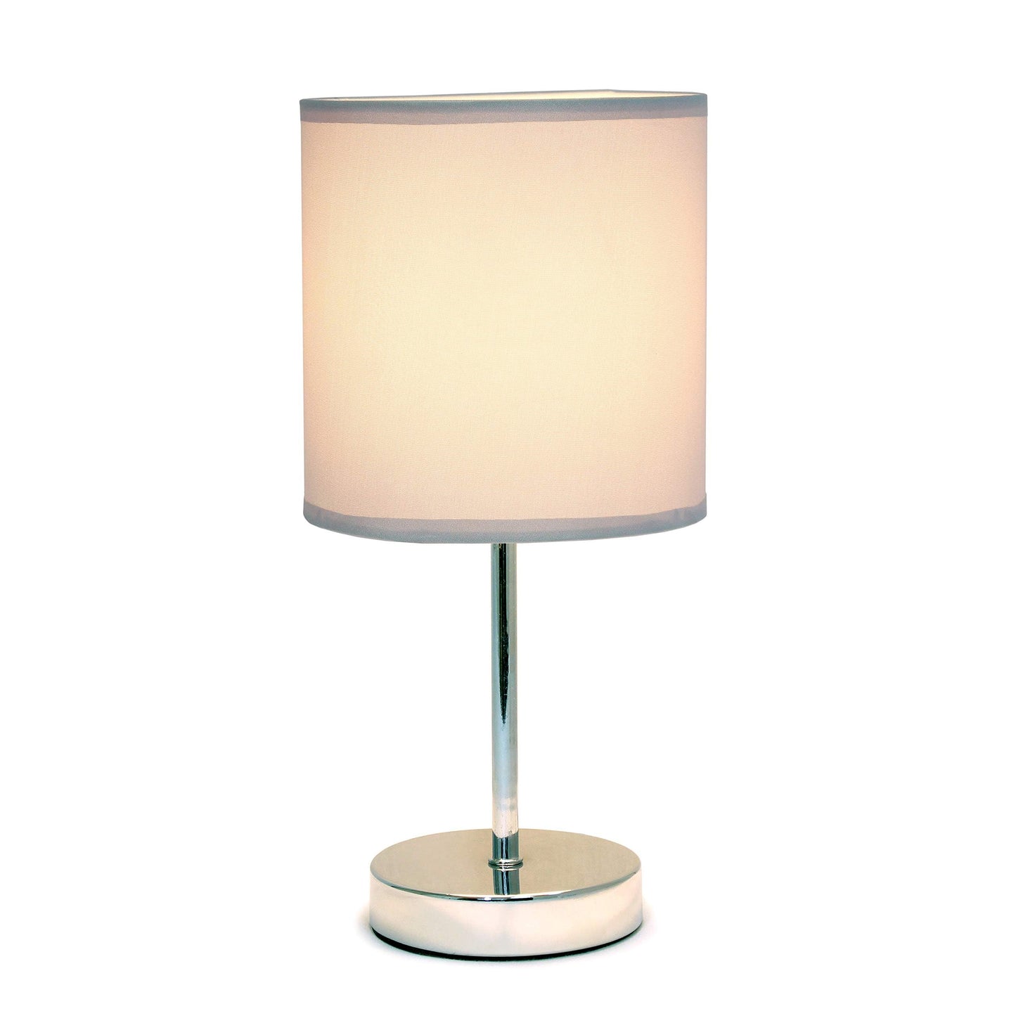 Simple Designs Lt2007-Slt Chrome Mini Table Lamp, Slate Gray Fabric Shade, No Bulb, Metal Construction