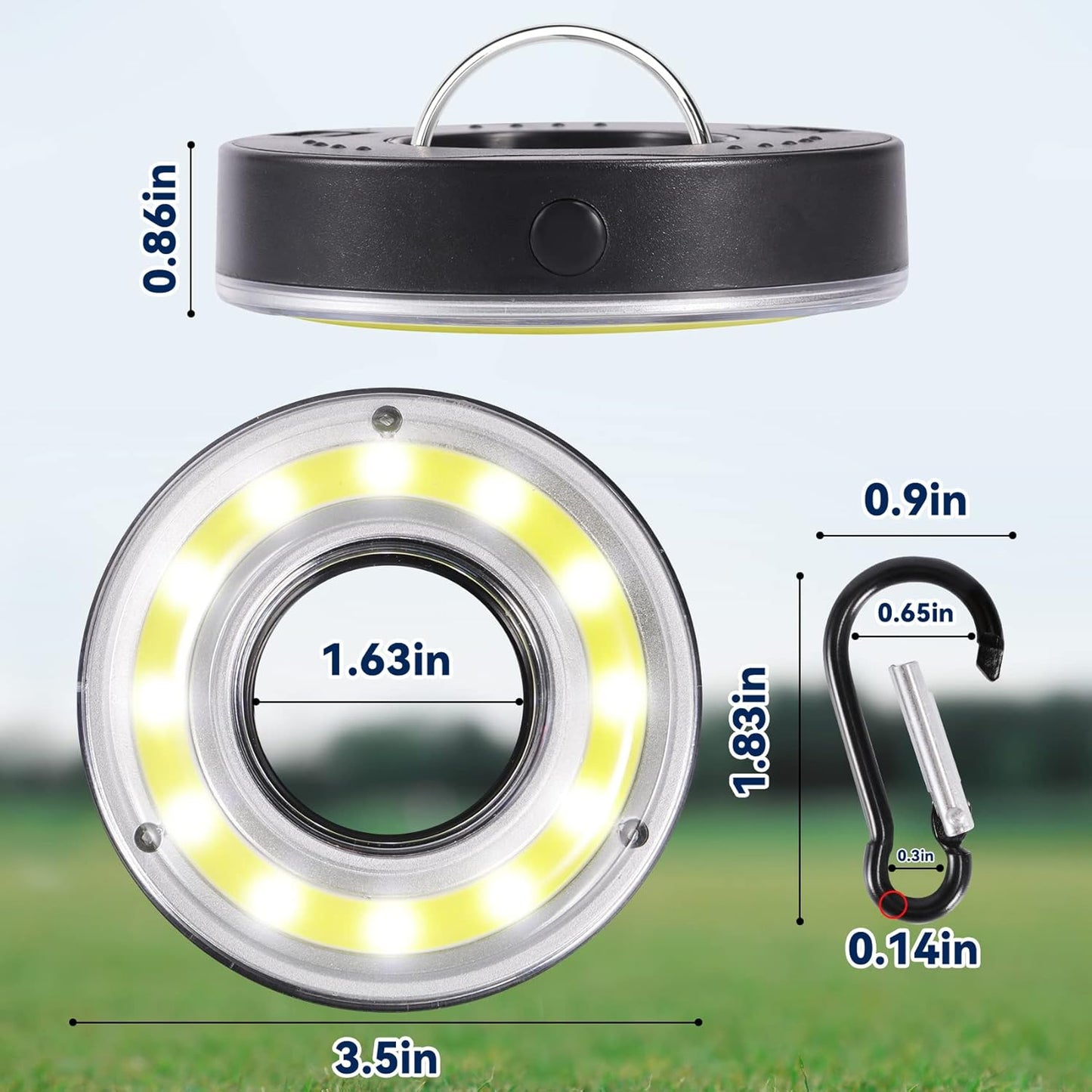 Golf Hole Lights 5 Pack - Led Light with Carabiner, Light Up Glow Hole for Night Play, Luminous Glow Golf Cup Lights for Putting Green Flags and Poles