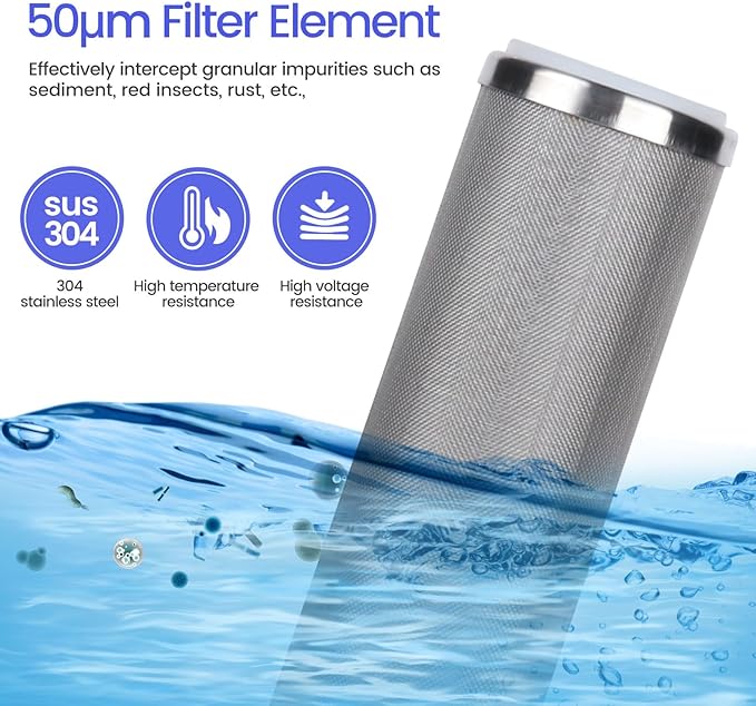 Amwater Stainless Steel Re-Cleanable Wire Mesh Filter Cartridge 20 "Length,2.5 "OD(25 Micron)