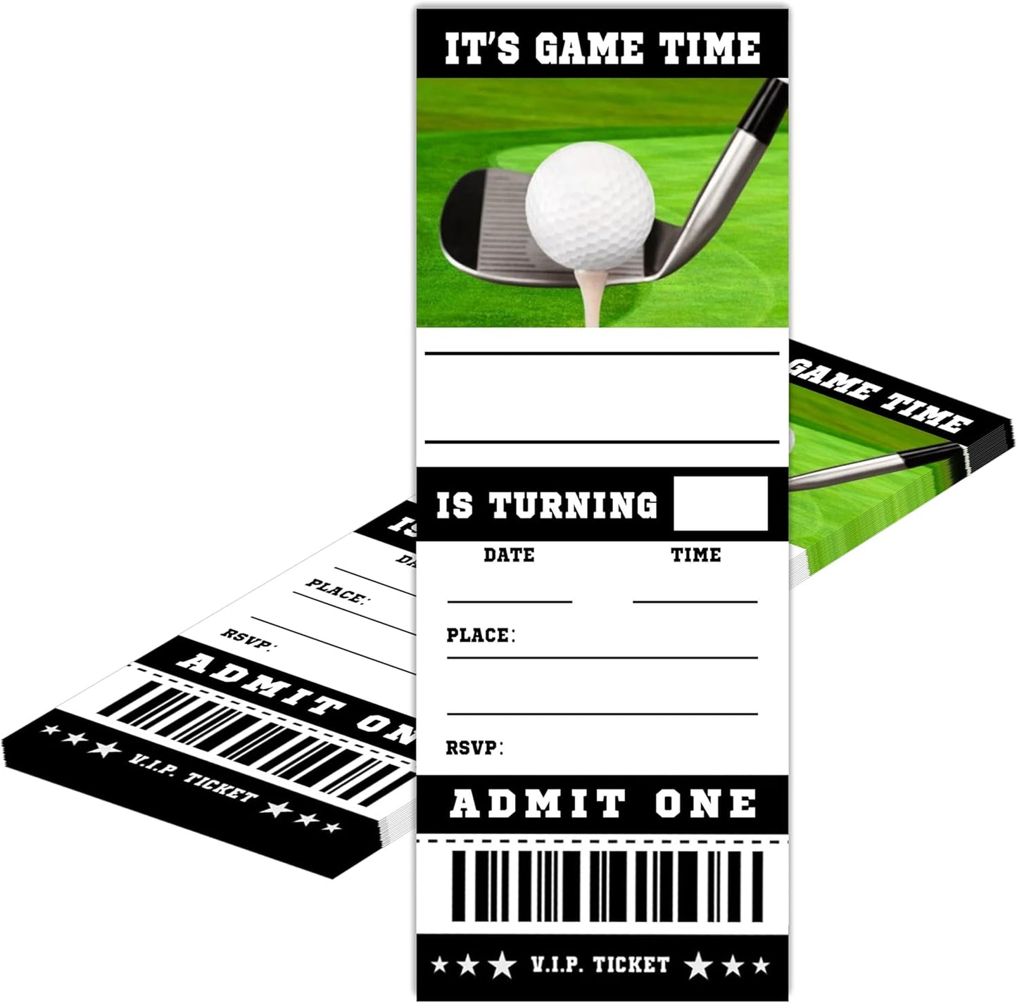 Sports Birthday Cards-20 Golf Game Ticket Invite Cards-Golf Birthday Invitation with Envelopes for Teens kids Adults-Party Favor & Supplies (3×8 inch)-A11