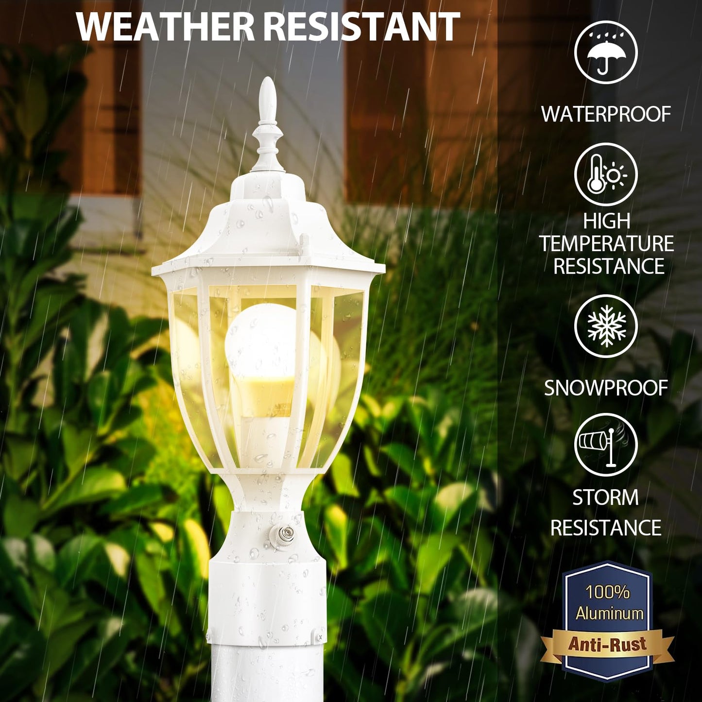 Lamomo Outdoor Post Lights  2 Packs Dusk To Dawn Lamp Post Light Fixture  Waterproof Aluminum White Lamp Posts Outdoor Lighting Pole Lantern For Yard Patio Pathway Garden
