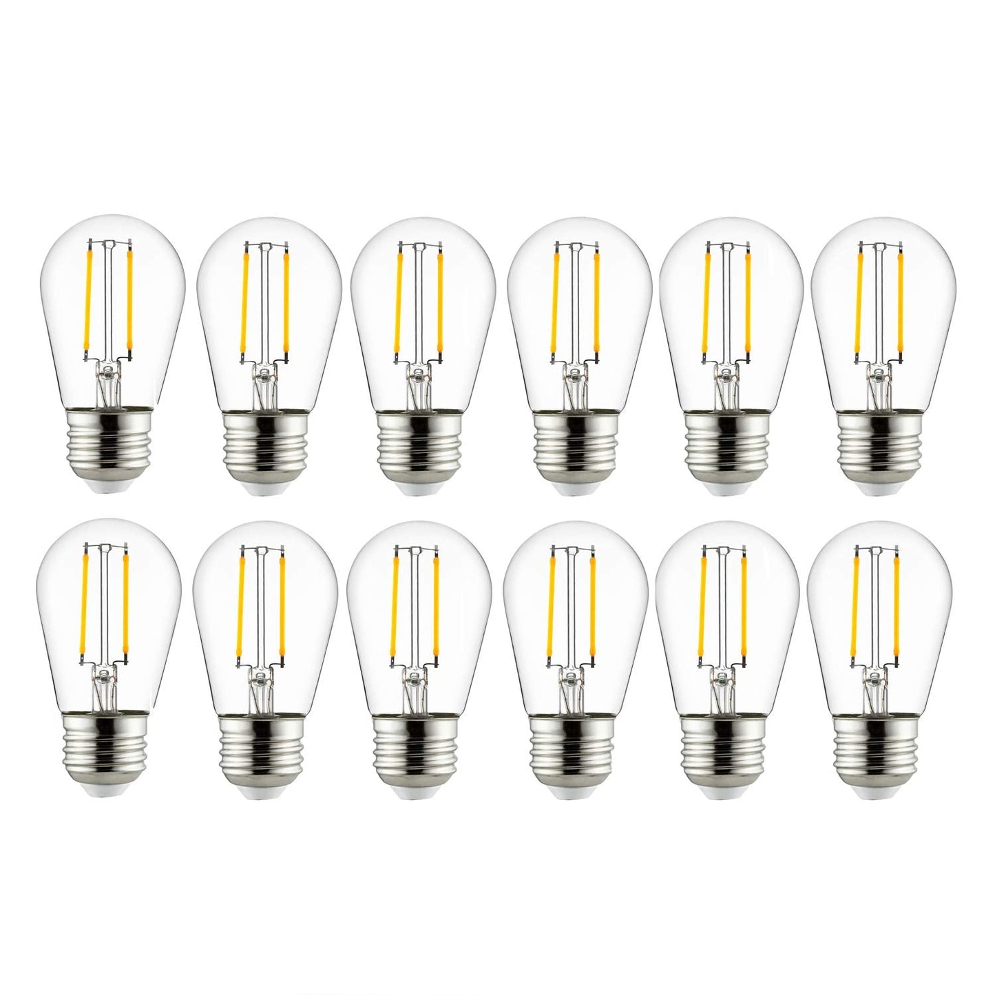 Sunlite LED S14 Filament String Light Bulb, 2W (25W Equivalent), 200 Lumens, Dimmable, 2700K Warm White, 12 Count, Medium