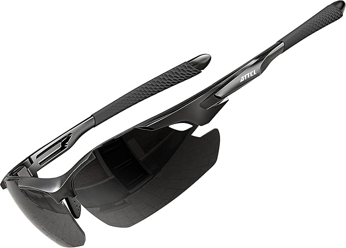 ATTCL Polarized Sunglasses Men Sports: Secure Fit Wrap Around TR90 Frame Ultra-Light UV Protection for Fishing Driving Golf