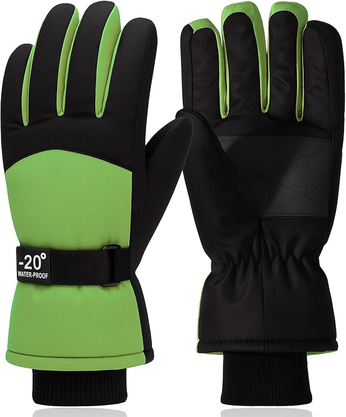 XiuGlimpse Ski Gloves, Valentines Day Gifts Waterproof & Breathable Snowboard Mittens for Boys & Girls, Winter Warm Gloves