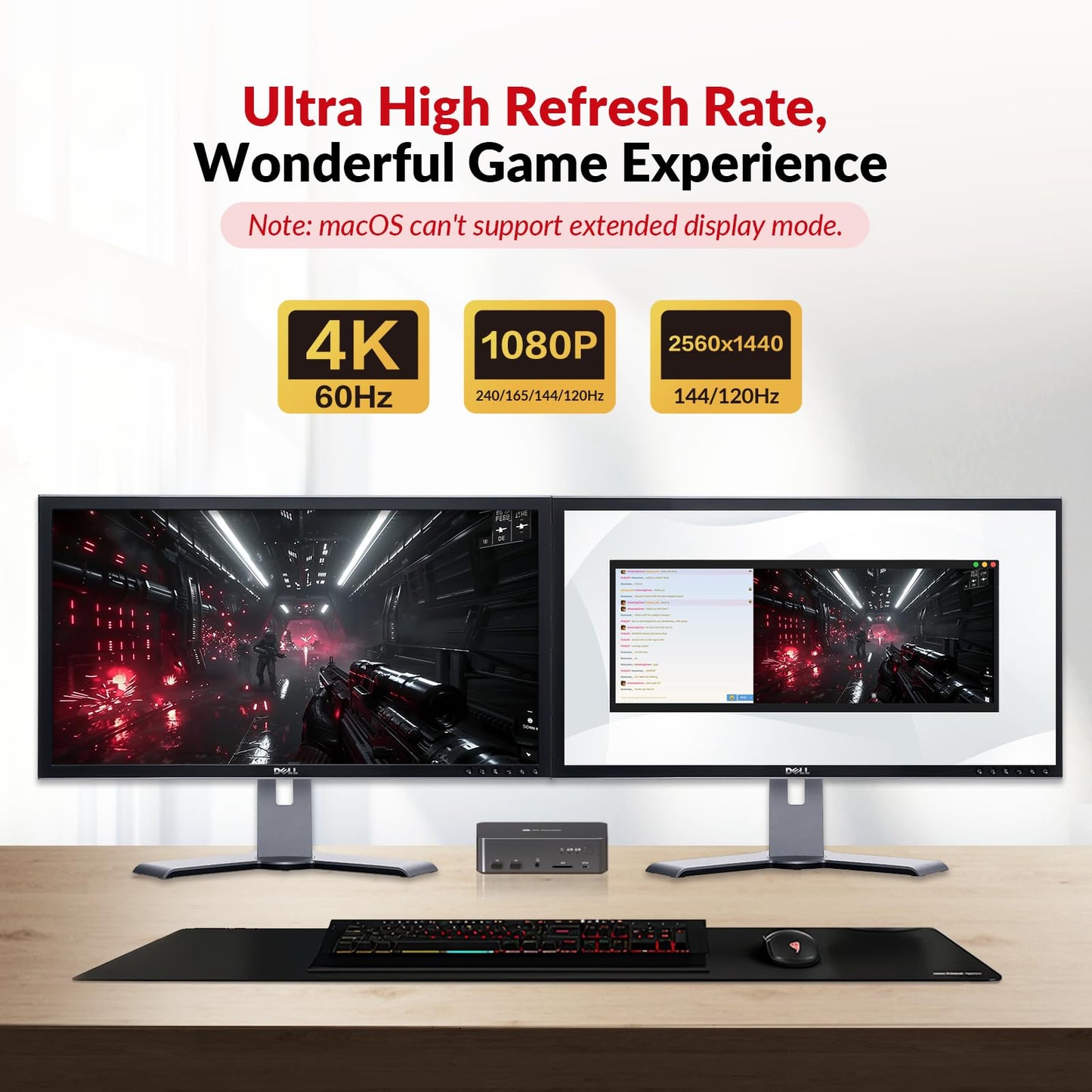AV Access KVM Switch Dock 2 Monitors 2 Laptops, 4K KVM Switch Dual HDMI Monitor, 2 USB-C MST Ports, 60W PD for Each PC, 1G Ethernet, EDID Emulation, 2K@144Hz,1080P@240Hz,Ideal for Home Office & Gaming