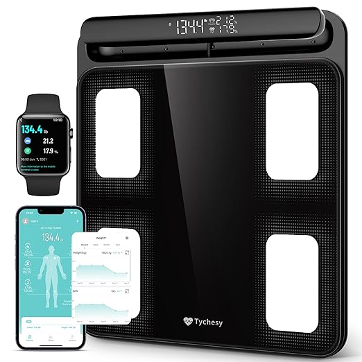 Tychesy Smart Scale with BMI, 8-Electrode Body Composition Analyzer for Weight Loss, Full Body Pod Scale with Segmented An...