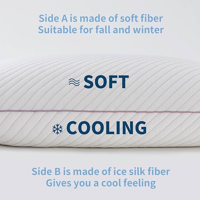 Pillows King Size Set of 2 Cooling Shredded Memory Foam Pillows for Bed
